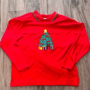 Karen Scott Red Womens Sweater with Christmas Tree